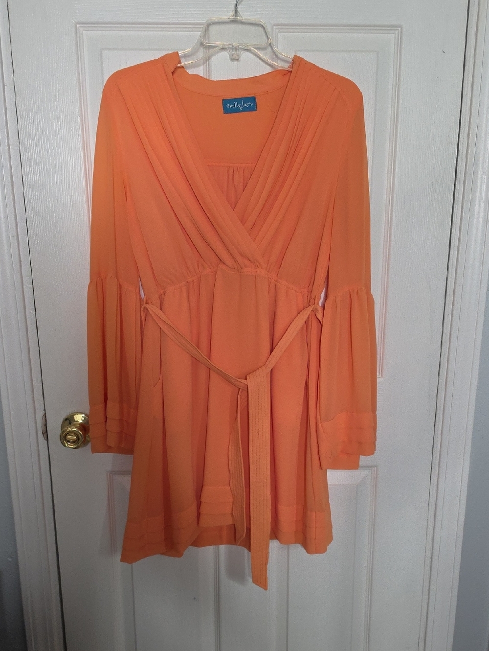 Orange Bell Sleeve Dress